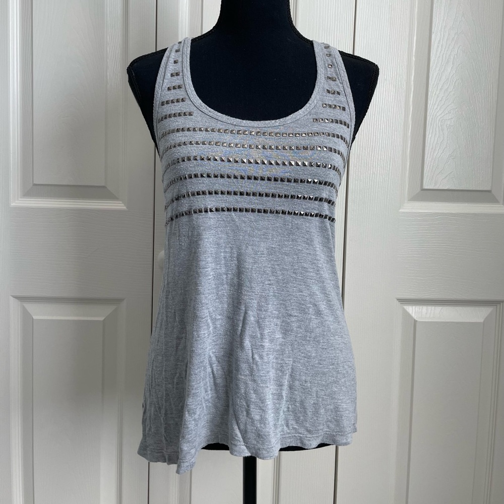 Gray Sleeveless Top with Studded Detail